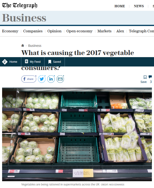 What is causing the 2017 vegetable shortage and what does it mean for consumers